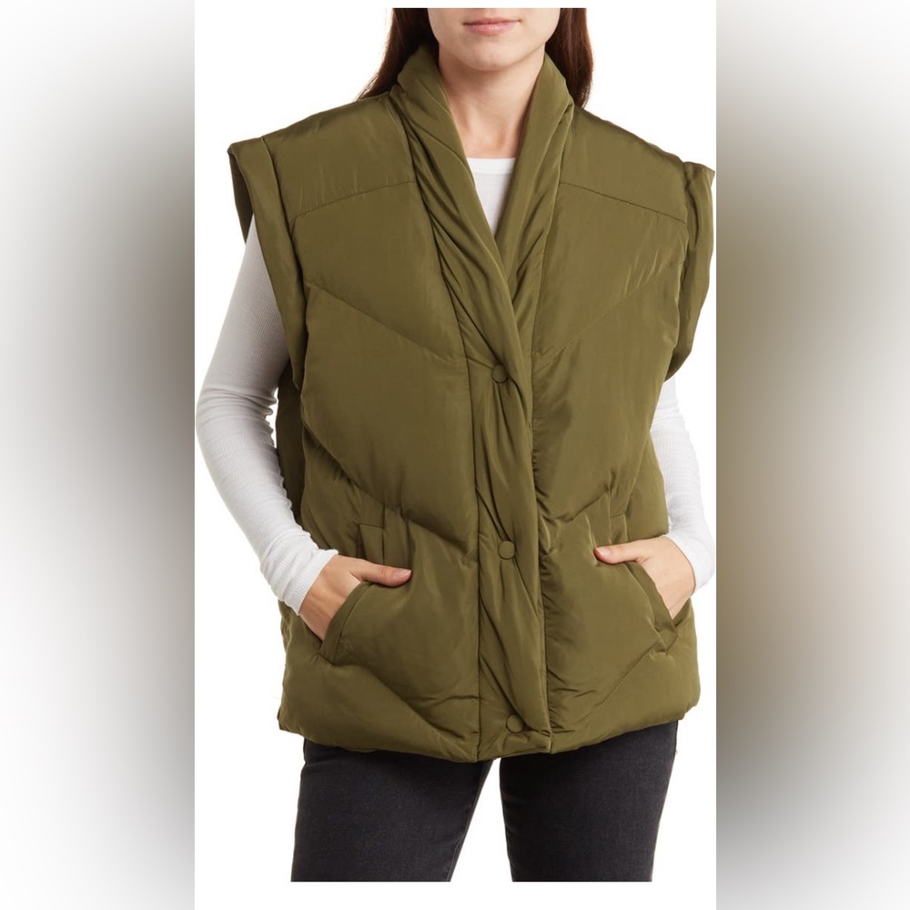 Blank NYC Green Puffer Vest Size Small